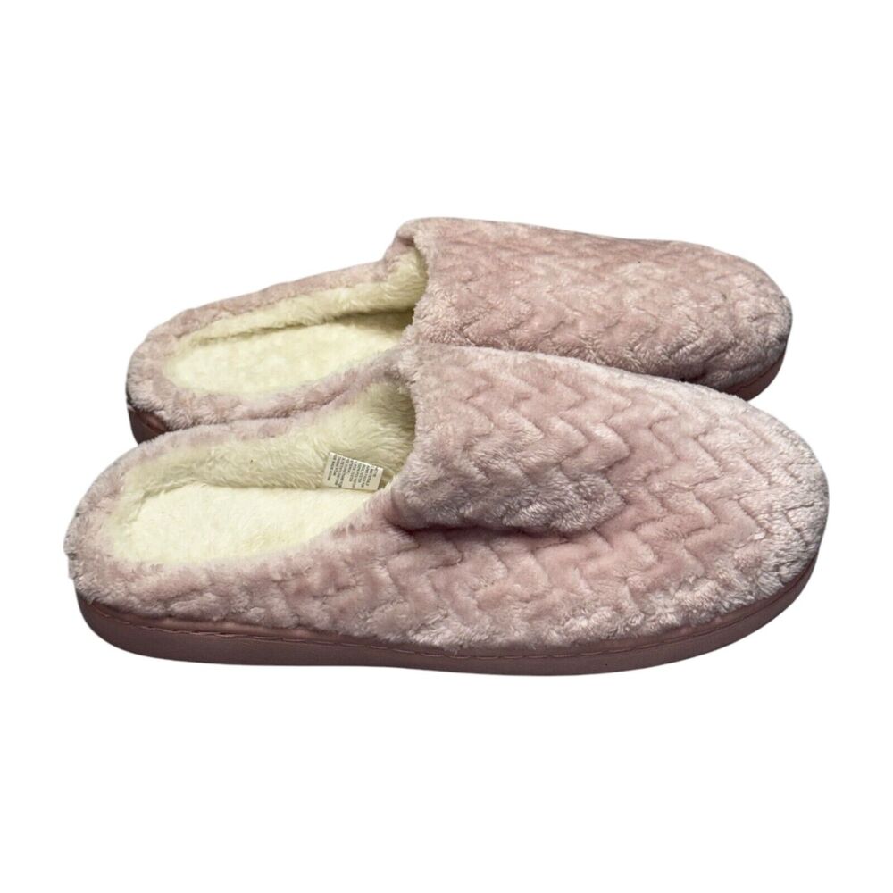Women's M(7-8) Mule Baby Pink Faux Fur Lined Comfort Casual Slip-On Slippers - Picture 4 of 6